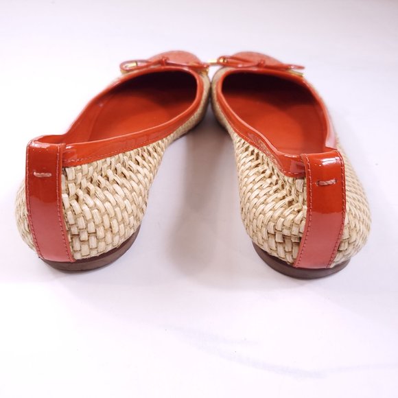 Tory Burch Orange Beige Knit Flats - Picture 4 of 7